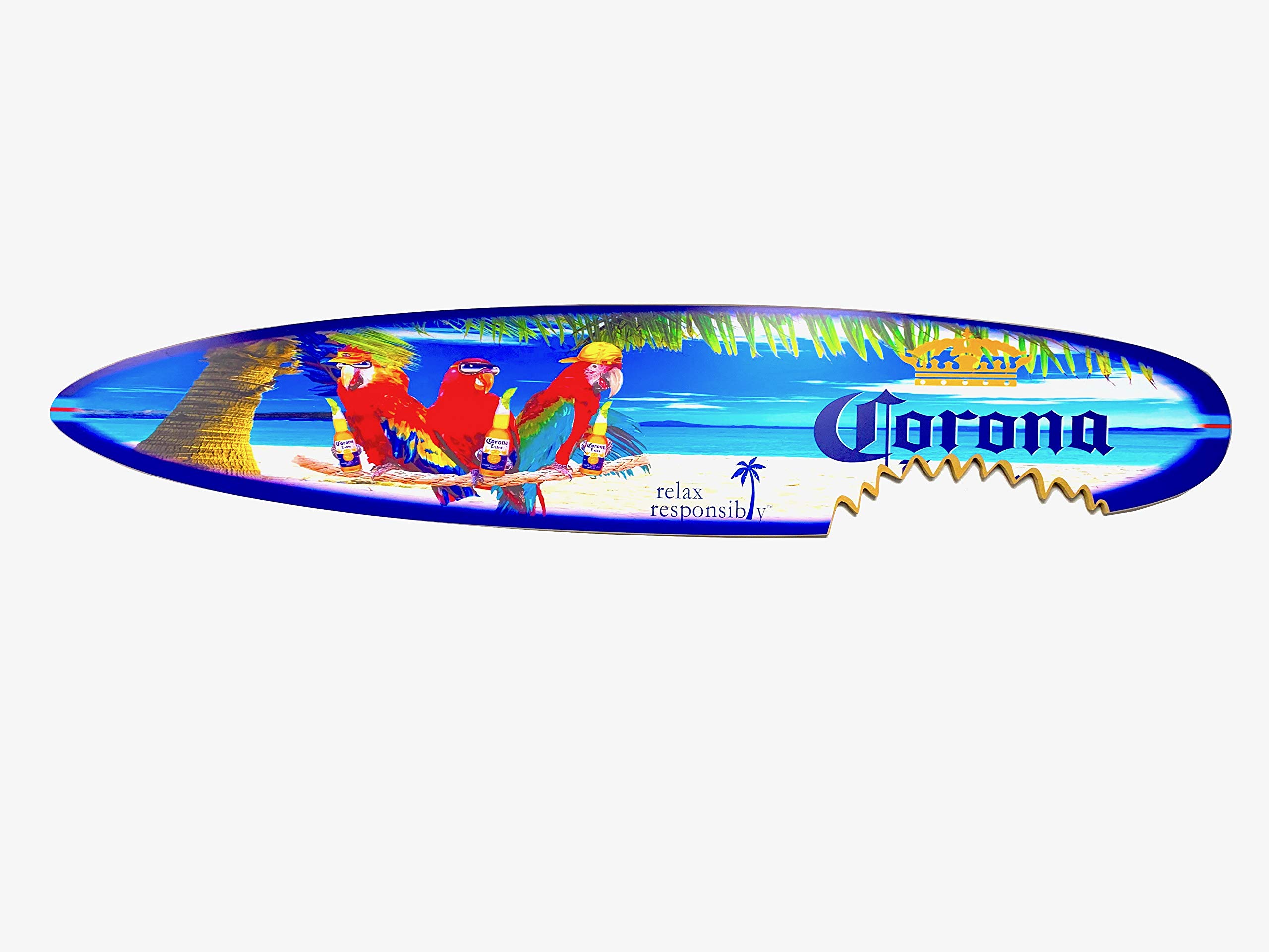 トンキ品　Corona コロナサーフボード型 ディスプレイ Amazon.com: Extra Large 6 Foot Corona Parrots On the Beach